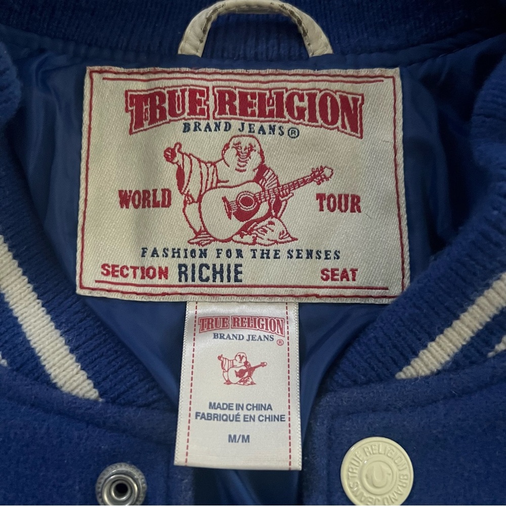 True Religion Blue and White Varsity Brooklyn Jacket - Picture 2 of 7